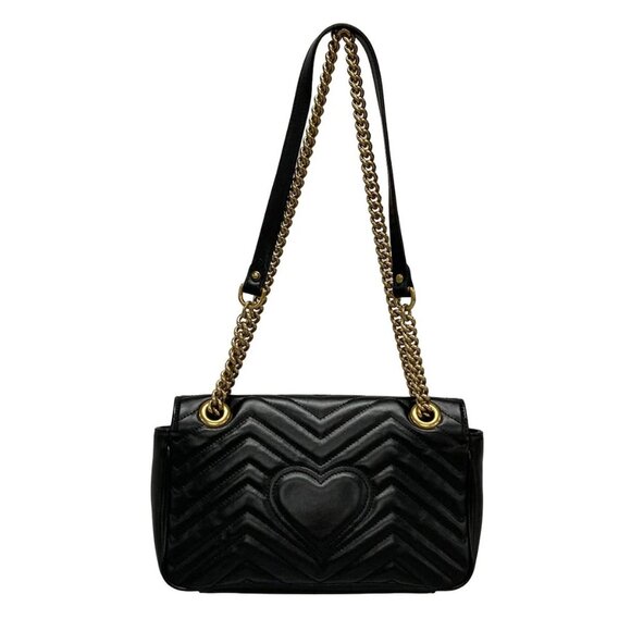 Auth GUCCI GG Marmont Quilting Small Shoulder Bag  Black Leather - Picture 2 of 16